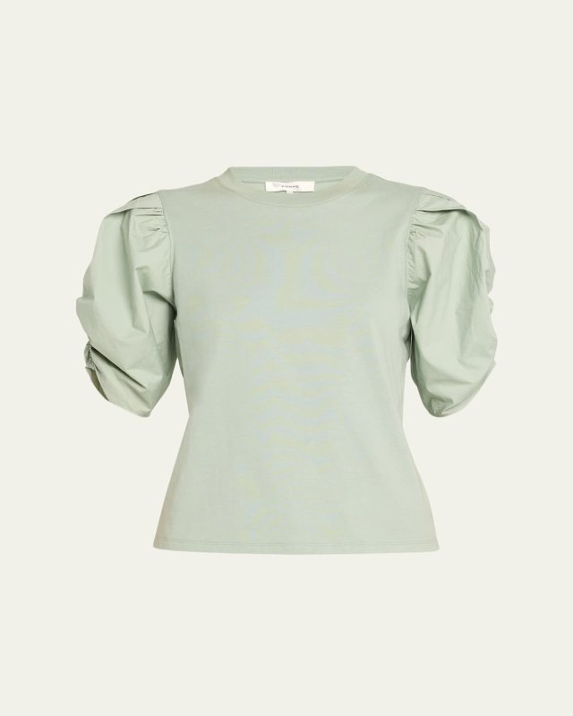 Pleated Puff-Sleeve Tee